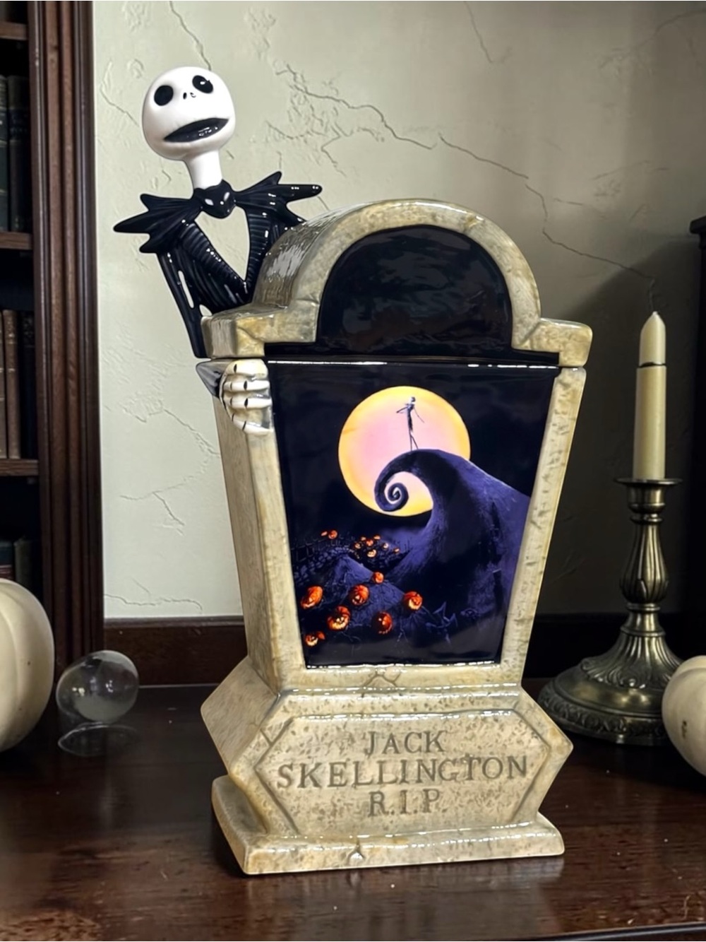 Disney Nightmare Before Christmas Jack Skellington RIP Tombstone 3D Jar 12.5”